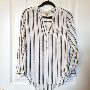 Lucky Brand Striped Half Button Down